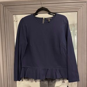 j. crew navy peplum top, size M